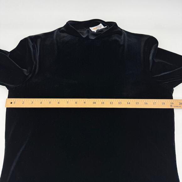 TALBOTS Womens Velvet Mock Neck Shirt Size S Black 3/4 Sleeve Goth Layer Velour - Picture 7 of 8